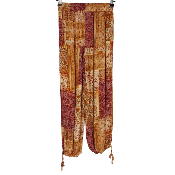 Christian Siriano Jogger Pants Orange Floral Patchwork High Rise Pull On Small - Picture 3 of 8